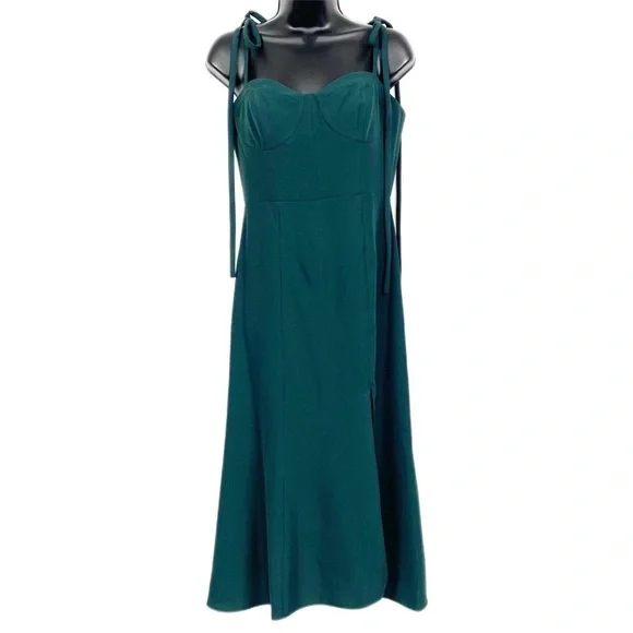 NWTDessy Collection Bustier Crepe Midi Dress w/ Adjustable Bow Straps Size 6